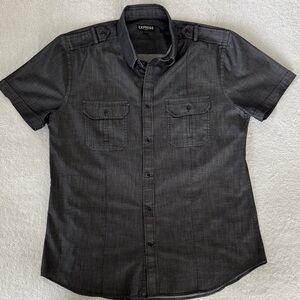 Express Men's Charcoal Button Down Shirt